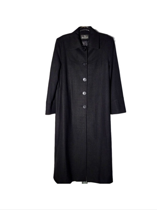 Braefair Jackets & Blazers - Vintage 90s Braefair Black Wool Mix Long Overcoat Trench Size 12